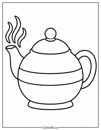 Simple Round Teapot coloring page