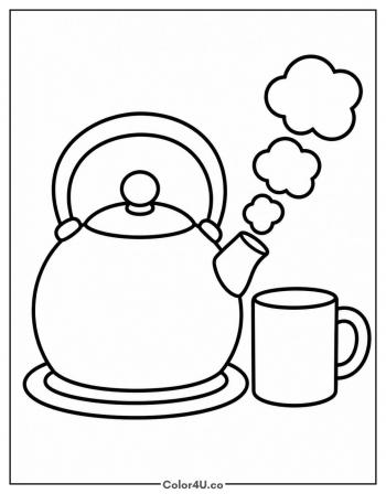 Whistling Tea Kettle coloring page