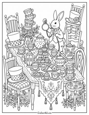Topsy-Turvy Hat Tea Party coloring page