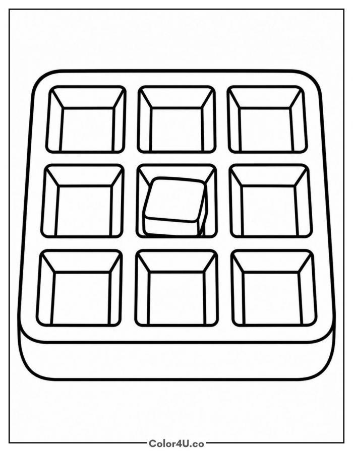 Classic Belgian waffle with a pat of butter, easy waffle coloring page, free printable