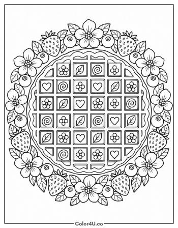 Floral Pattern Waffle coloring page
