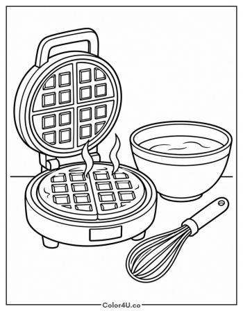 Waffle Iron with a Fresh Waffle coloring page