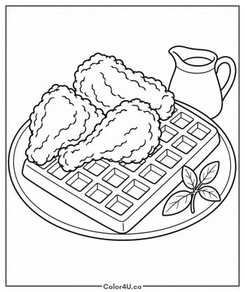 Chicken and Waffles coloring page