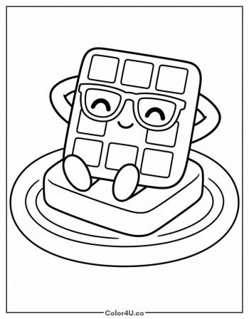 Waffle Relaxing in a Syrup Pool coloring page