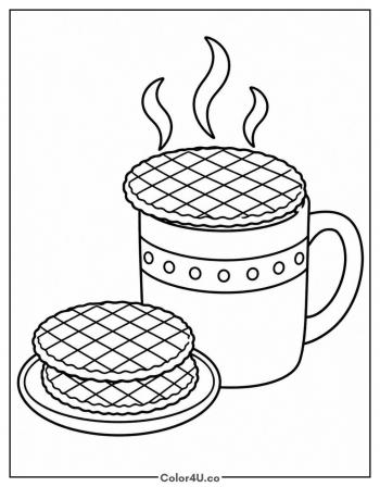 Stroopwafel on a Mug coloring page