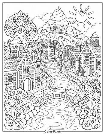 Waffle House Village coloring page