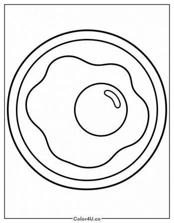 Sunny Side Up Egg on a Plate coloring page