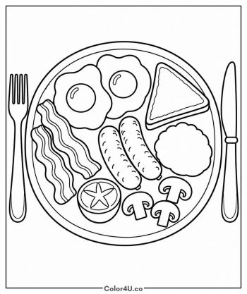 Full English Breakfast coloring page