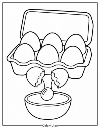Egg Carton and Cracked Egg coloring page