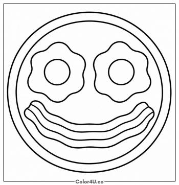 Bacon and Egg Smiley Face coloring page