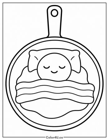 Sleepy Egg Under a Bacon Blanket coloring page