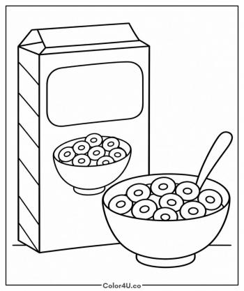 Cereal Box and Bowl coloring page
