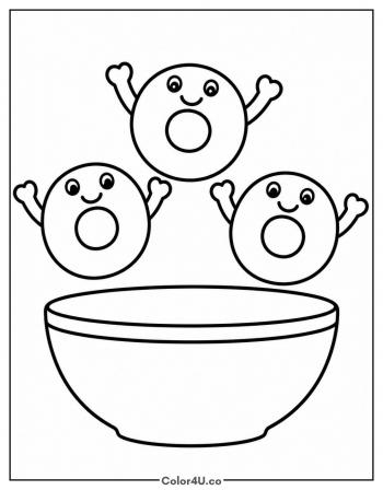 Happy Cereal Loop Friends coloring page