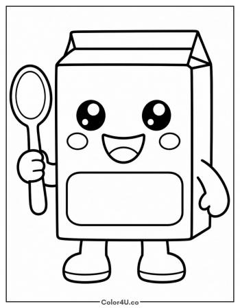 Cereal Box Character with a Spoon coloring page