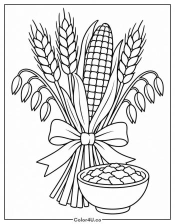 Cereal Grains: Wheat, Oats and Corn coloring page