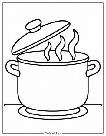 Soup Pot Simmering on the Stove coloring page