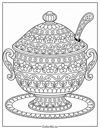 Patterned Soup Tureen coloring page