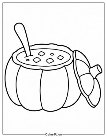 Pumpkin Soup Served in a Pumpkin coloring page