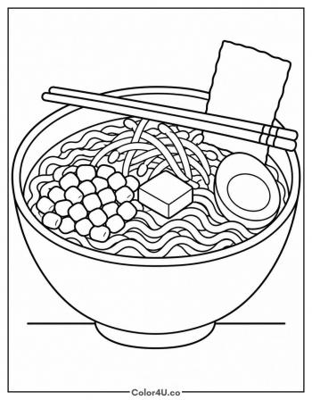 Miso Ramen with Corn and Butter coloring page
