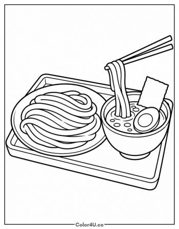 Tsukemen Dipping Noodles Set coloring page