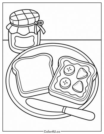 Jam Toast With Butter Knife coloring page