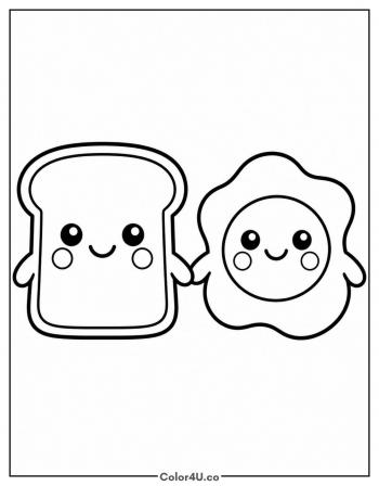 Toast and Egg Best Friends coloring page