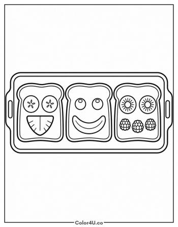 Fruit Face Toast Slices coloring page