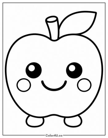 Kawaii Apple with a Big Smile coloring page