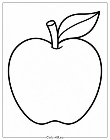 Classic Apple with Stem and Leaf coloring page