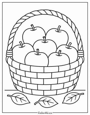 Basket of Apples coloring page