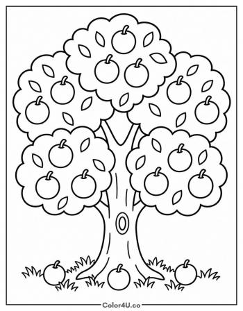 Apple Tree Full of Apples coloring page