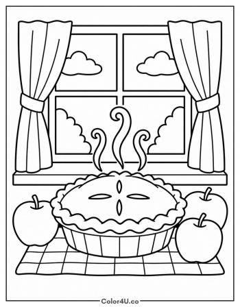 Apple Pie Cooling on the Windowsill coloring page