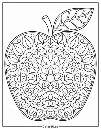 Apple Mandala coloring page