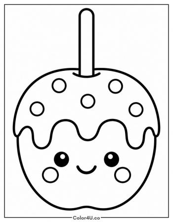 Kawaii Caramel Apple coloring page