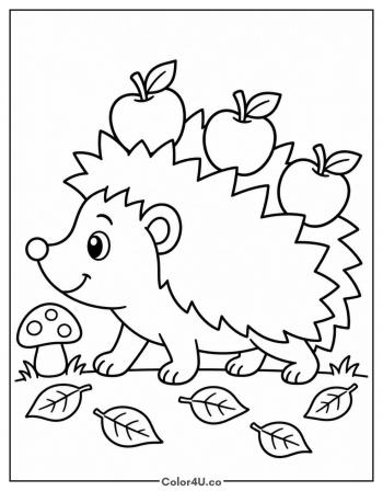 Hedgehog Carrying Apples coloring page