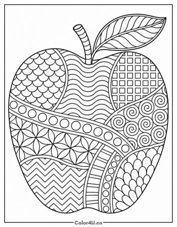 Apple Zentangle coloring page