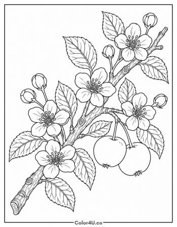 Apple Blossom Branch coloring page