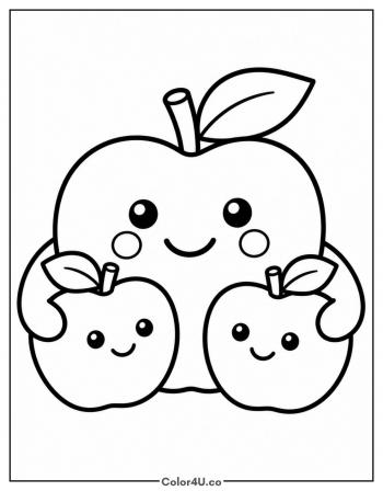 Mama Apple and Baby Apples coloring page