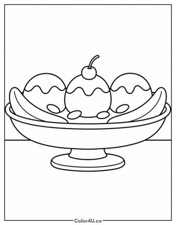 Banana Split Sundae coloring page