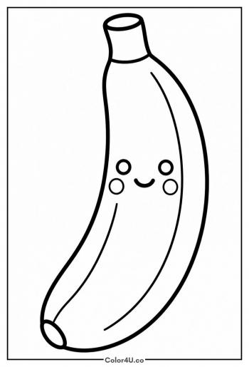 Kawaii Banana with Rosy Cheeks coloring page