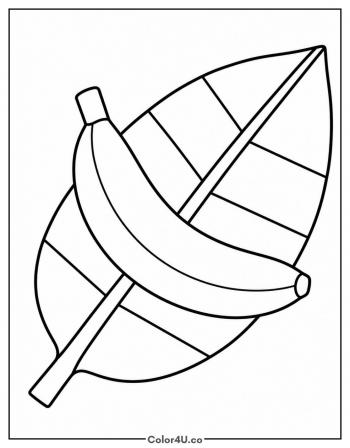 Banana with a Tropical Leaf coloring page