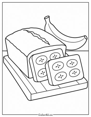 Banana Bread Loaf coloring page
