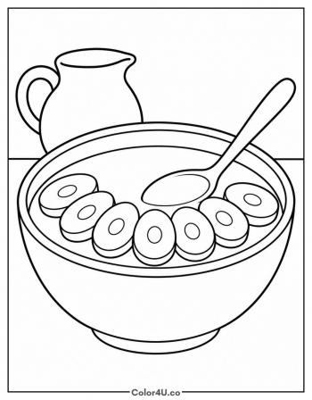 Banana Breakfast Bowl coloring page