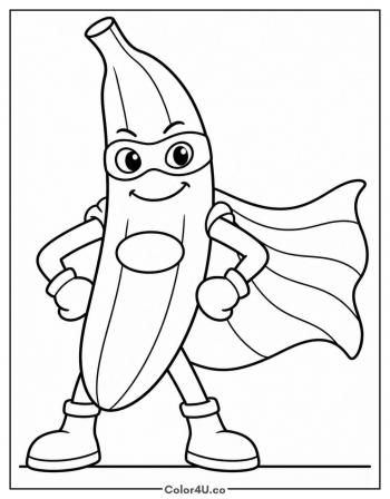 Banana Superhero coloring page