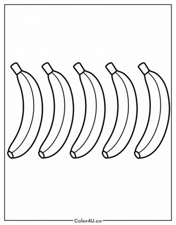 Five Bananas in a Row coloring page