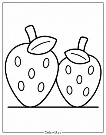 Two Strawberries Side by Side coloring page