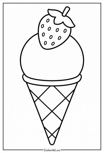 Strawberry Ice Cream Cone coloring page