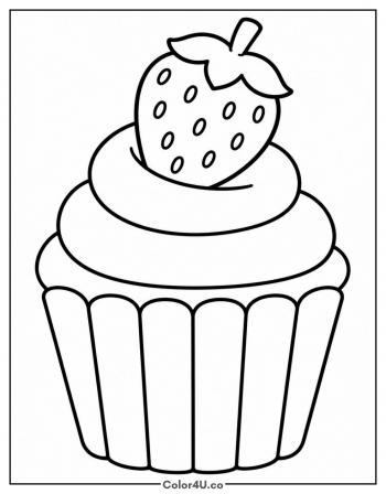 Strawberry Cupcake coloring page