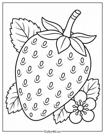 Realistic Strawberry With Seeds coloring page