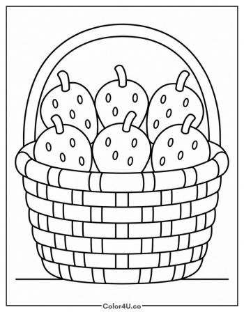 Basket of Strawberries coloring page